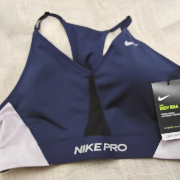 Nike Pro Indy Bra-Navy/white new w/ tag,XL - Picture 4 of 5